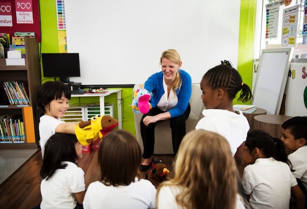 A teacher interacting with students in a classroom setting, showcasing the dedication required for teachers working in low-income schools.