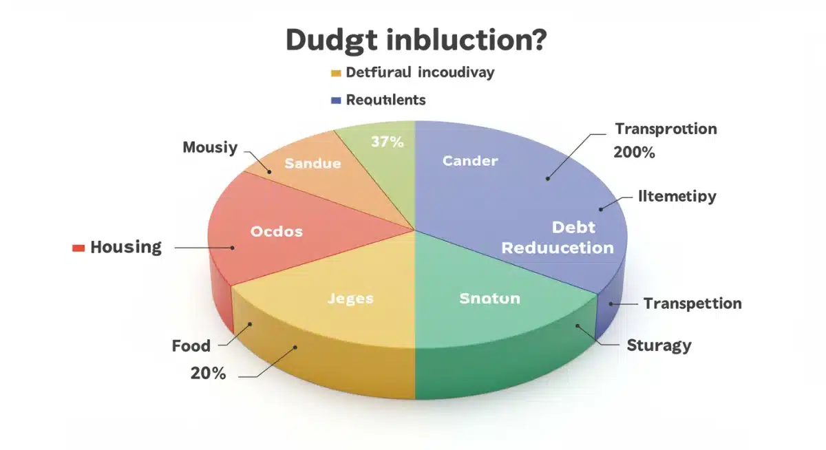 Financial budget pie chart with debt reduction allocation