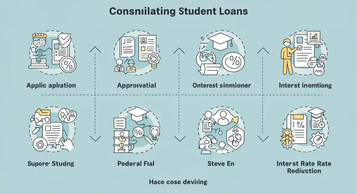 Infographic showing the step-by-step process for consolidating federal student loans.