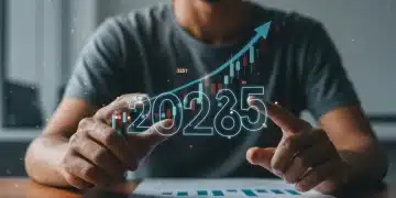 Financial chart showing inflation trends for 2025 with a person analyzing data