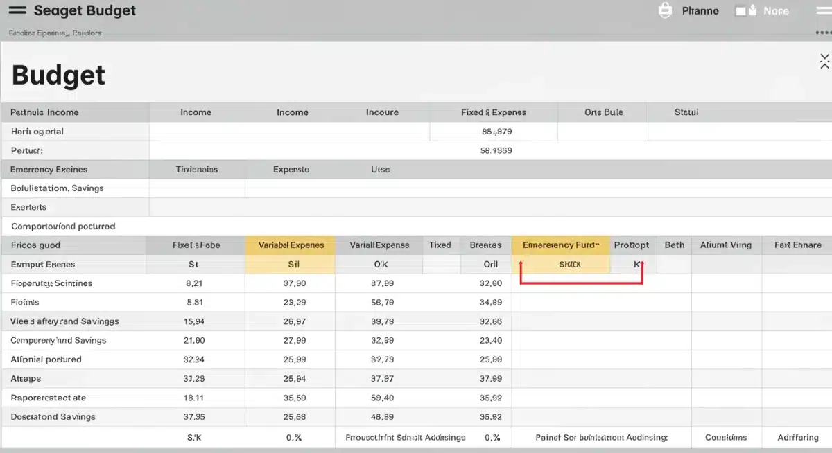 Budgeting app interface showing income and expense categories for emergency fund savings