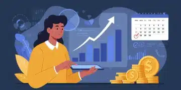 Illustration of a person reviewing 401(k) growth, symbolizing increased contributions and financial security for retirement.