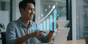 Financial projections on a screen, illustrating maximized retirement savings and tax benefits.