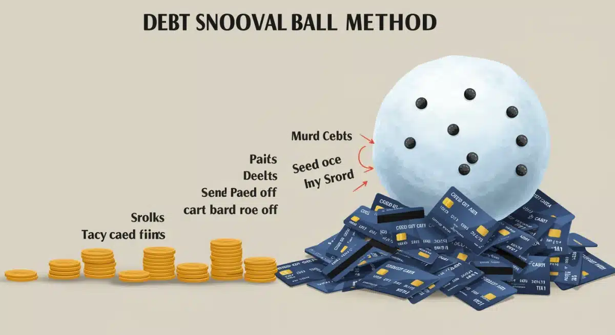 Debt snowball method visual for credit card elimination