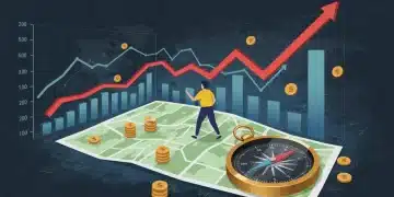 Person navigating financial turbulence with smart spending tools.