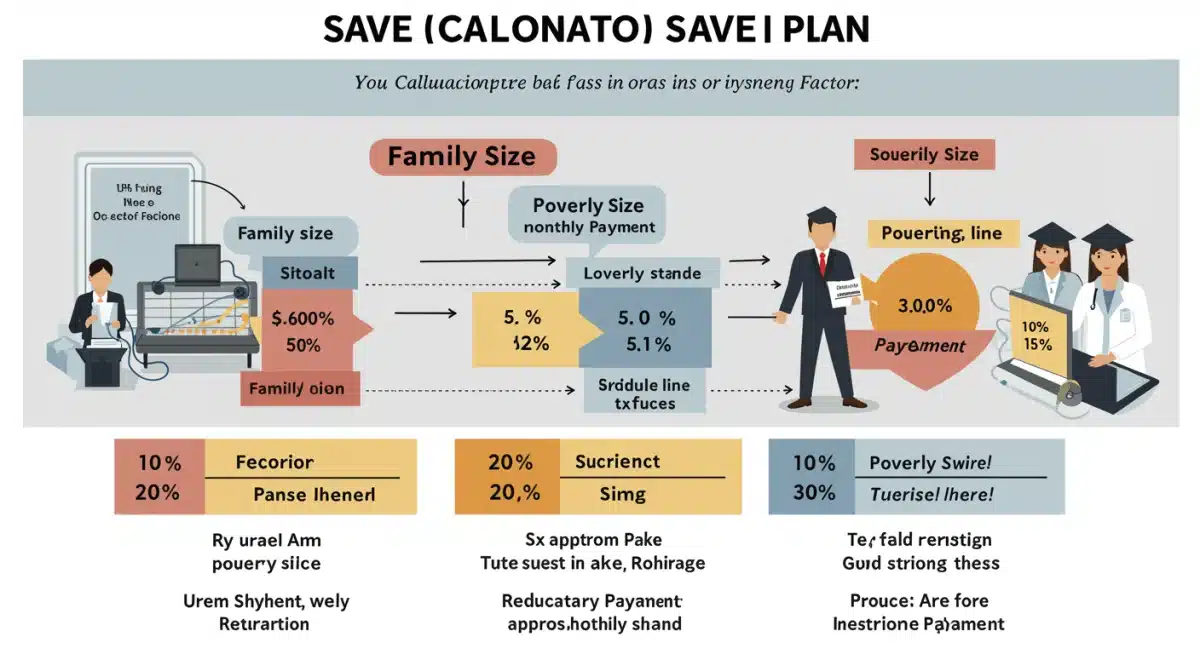 Infographic explaining SAVE Plan payment calculation based on income and family size.