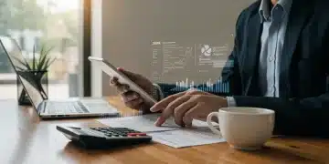 Small business owner reviewing tax credit documents