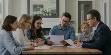 Family discussing estate planning with financial advisor