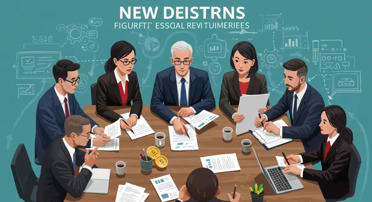 Profesionales debatiendo las implicaciones de las nuevas medidas fiscales en España para 2026 y su impacto en la economía.