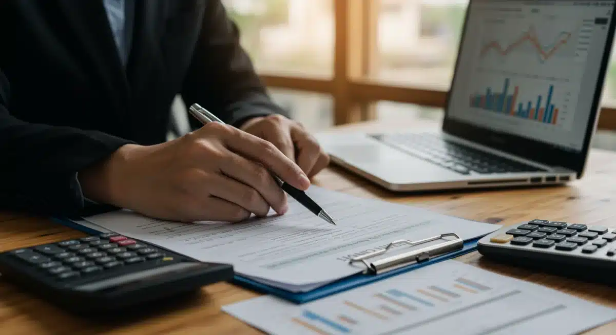 Persona completando formularios de declaración de activos extranjeros