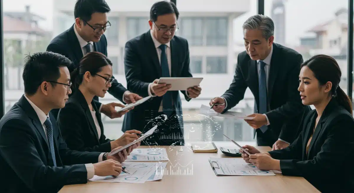 Inversores analizando datos y planificando estrategias de inversión bajo la nueva normativa financiera.