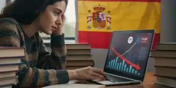Estudiante aliviado viendo la condonación de deuda educativa en España para 2026