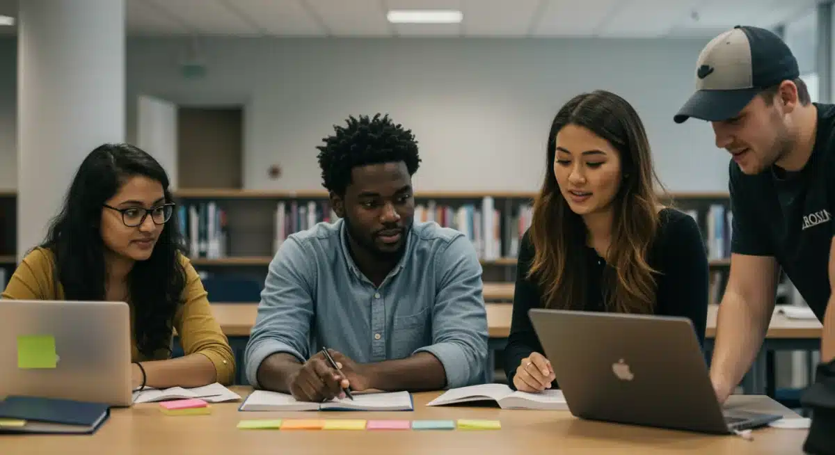 Grupo de estudiantes universitarios beneficiándose de la condonación de deuda