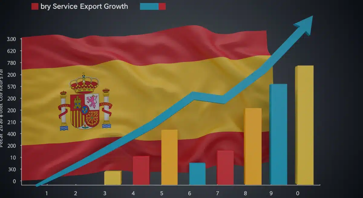 Gráfico de crecimiento económico mostrando el aumento de la exportación de servicios en España