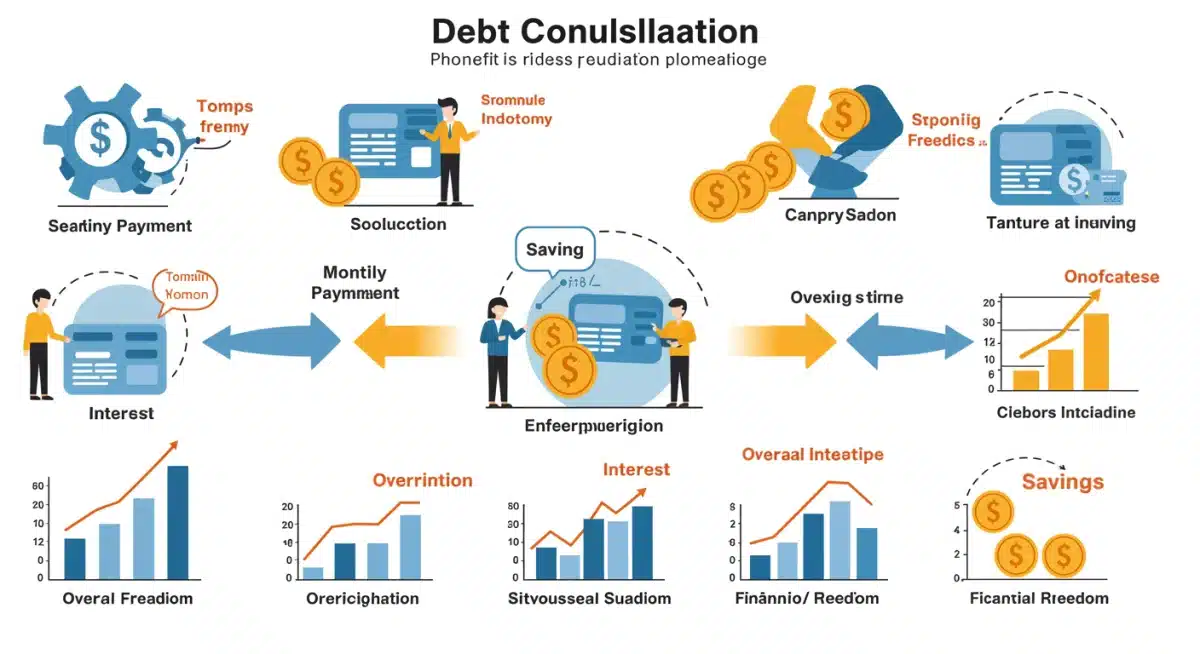 Infografía de beneficios de consolidación de deuda educativa y ahorro de intereses