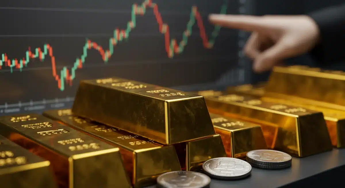 Lingotes y monedas de oro y plata apilados en una bóveda, simbolizando seguridad y valor de la inversión.