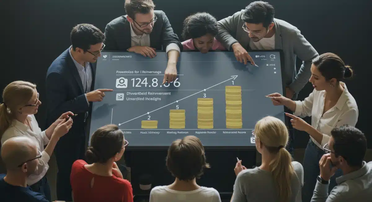 Grupo de personas viendo un portafolio de inversión en crecimiento, simbolizando la construcción de patrimonio a largo plazo.