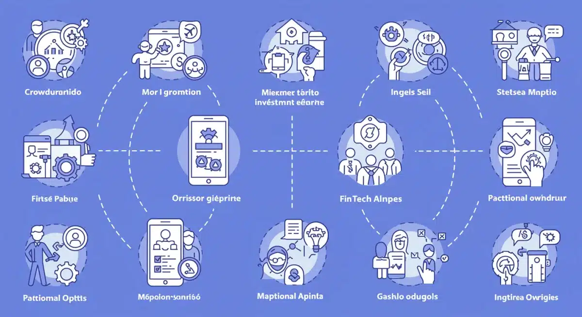 Infografía de plataformas de microinversión en España: crowdfunding, apps fintech y propiedad fraccionada.