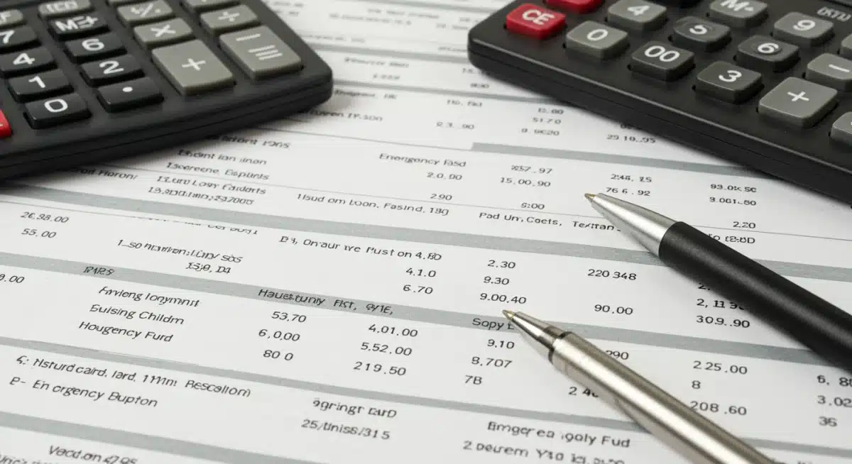 Hoja de cálculo financiera detallada con presupuestos para deuda estudiantil y gastos familiares.