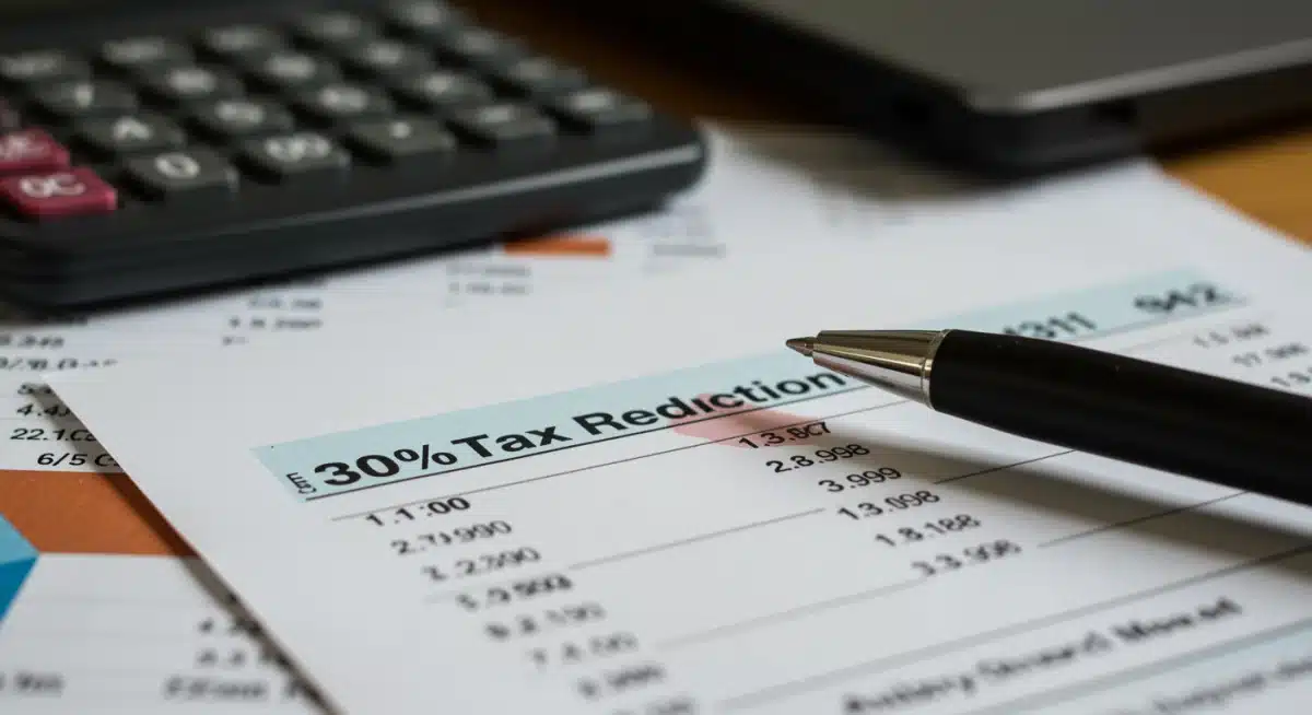 Documento fiscal destacando una reducción de impuestos del 30% para nuevas empresas.