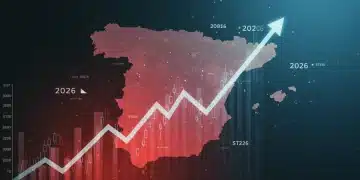 Gráfico financiero ascendente sobre mapa de España, simbolizando la rentabilidad de la cartera bajo la nueva ley.