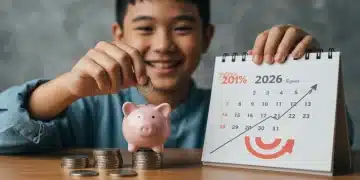 Person saving money in piggy bank for 2026 financial goals