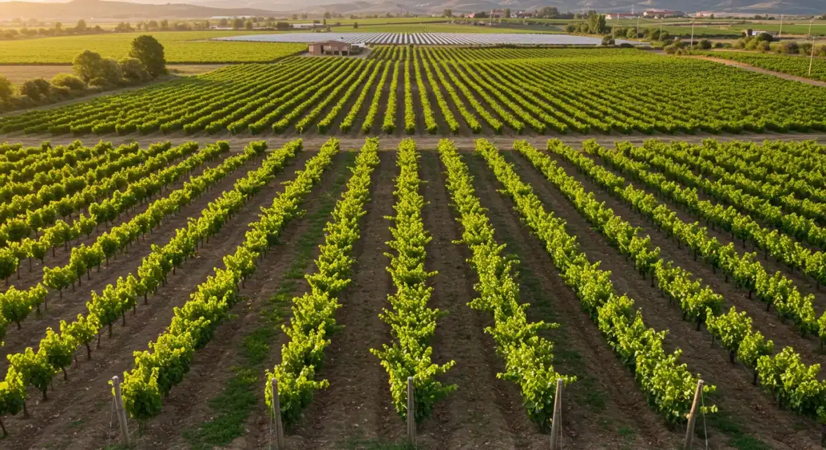 Viñedo sostenible en La Rioja con prácticas agrícolas respetuosas