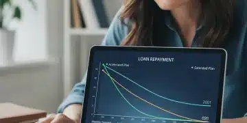 Calculadora financiera mostrando opciones de planes de pago por ingresos para 2026, con gráficos de ahorro.