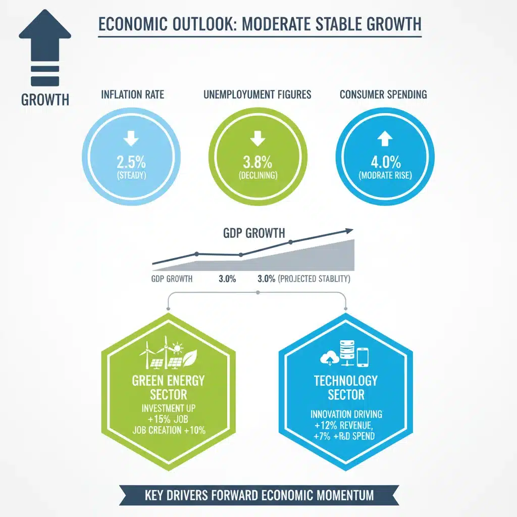 Infografía de indicadores económicos clave y tendencias de crecimiento sectorial