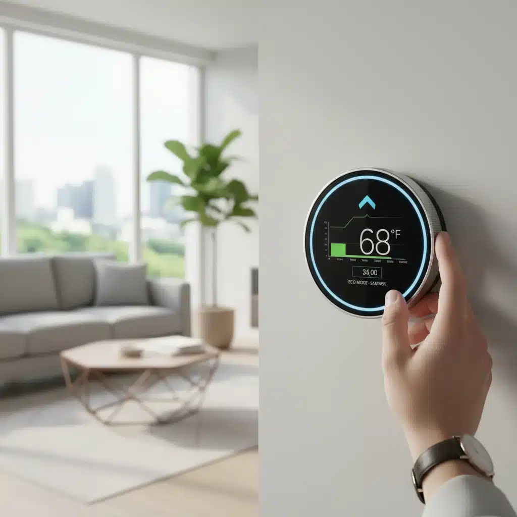 Termostato inteligente mostrando ahorro energético en el hogar
