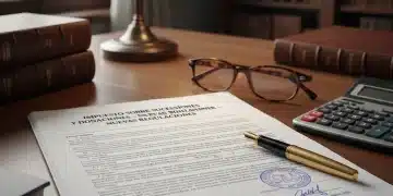 Documentos legales y calculadora sobre una mesa, simbolizando las nuevas regulaciones fiscales de herencias en España para 2026.