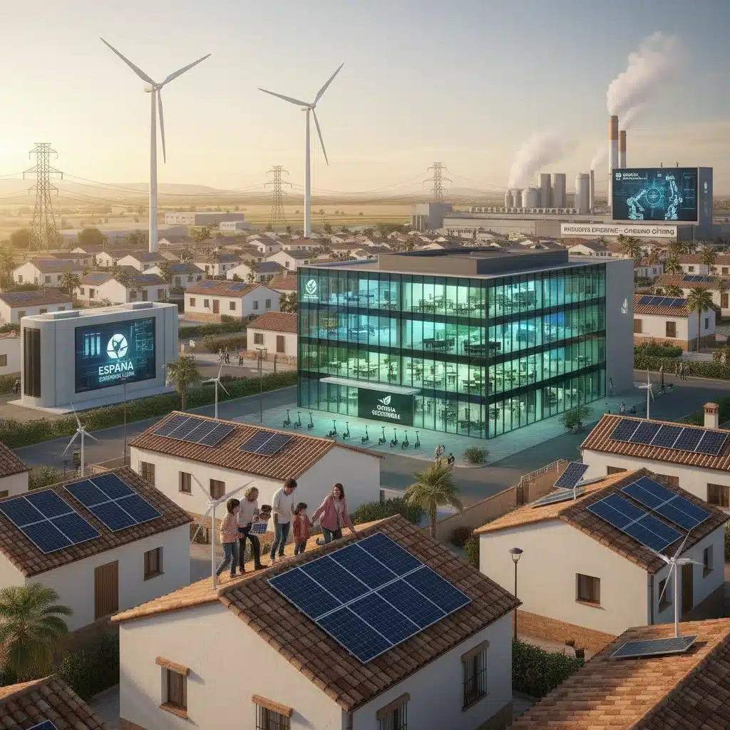 Familias y empresas españolas adoptando medidas de eficiencia energética y energías renovables.