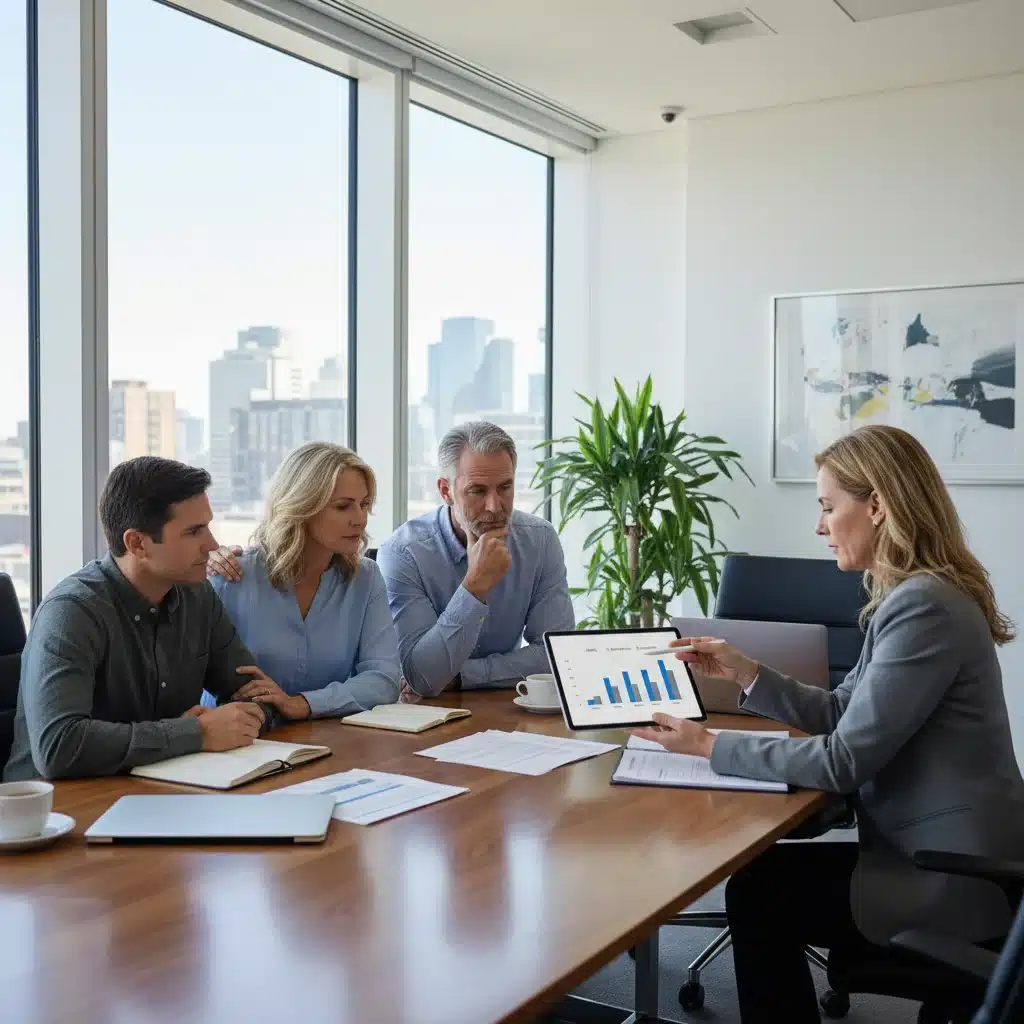 Familia consultando a un asesor financiero sobre planificación de herencias y fiscalidad en España.