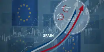 Gráfico complejo de la deuda pública europea con enfoque en España y sus desafíos económicos para 2026.