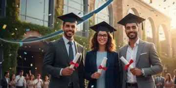 Graduados españoles celebrando éxito tras superar deudas educativas en 2026.