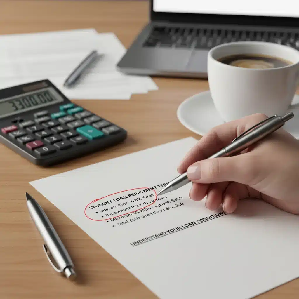 Detalle de un documento de préstamo estudiantil con tasas de interés y condiciones.