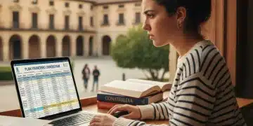 Estudiante español planificando sus finanzas para reducir la deuda educativa.