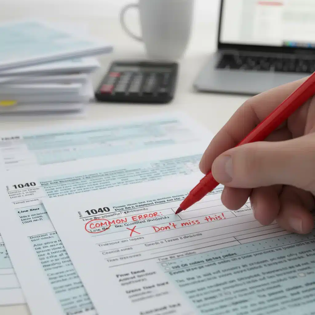 Detalle de mano señalando un error común en un formulario de declaración de la renta