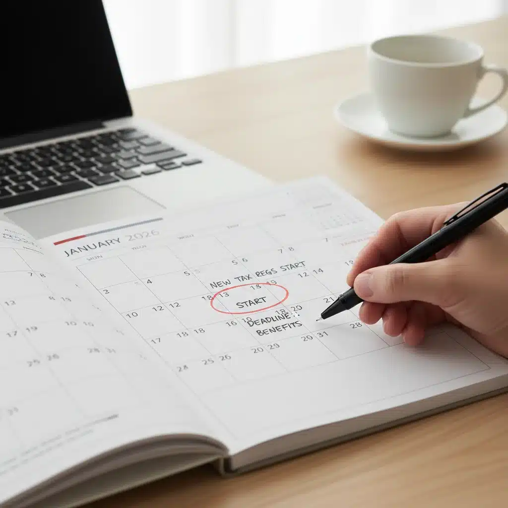 Calendario marcando enero 2026, fecha clave para nuevas deducciones fiscales.