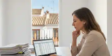 Persona negociando deuda estudiantil en España con un ordenador