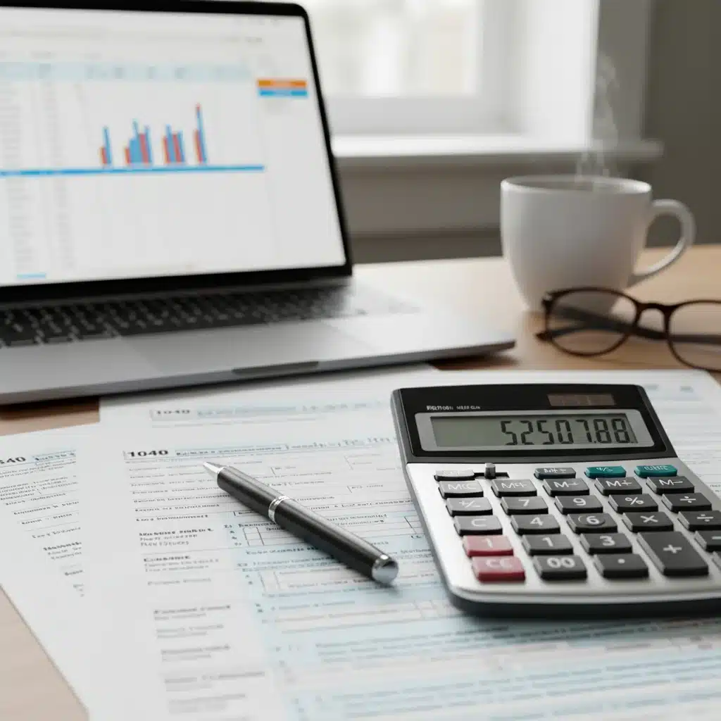 Formularios de impuestos y calculadora para planificación fiscal de deducciones.