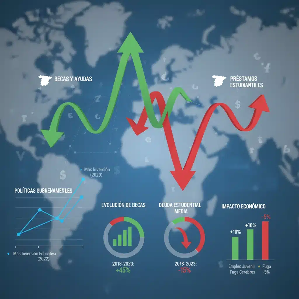 Gráfico de tendencias financieras en la financiación de estudios en España.